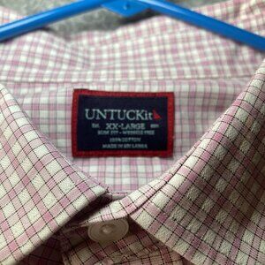 UNTUCKit Men's Long Sleeve Button Down Shirt Plaid Pink/White Slim-Fit Size XXL